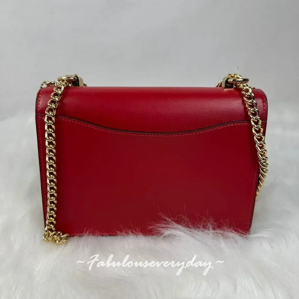 Coach Klare Crossbody Bag In Calf Leather/Gold/Red CBI97 New